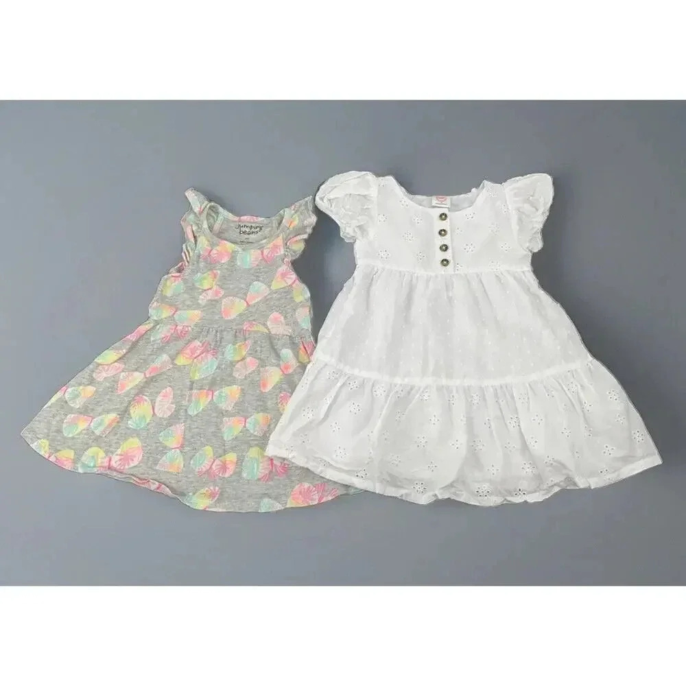 Little Girl's 2T Dresses Flutter Sleeve Eyelet Jumping Beans Wonder Nation Set